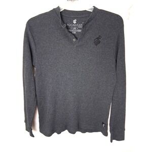 Rocawear Waffle Knit Thermal Henley Shirt Size Large Long Sleeve Gray Streetwear